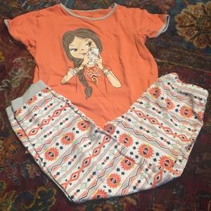 Orange/white pyjamas